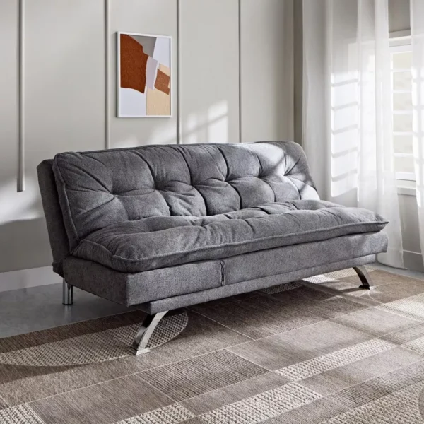 West Home Three Seater Fabric Sofa Cum Bed - Color Grey - Model-WH-S399