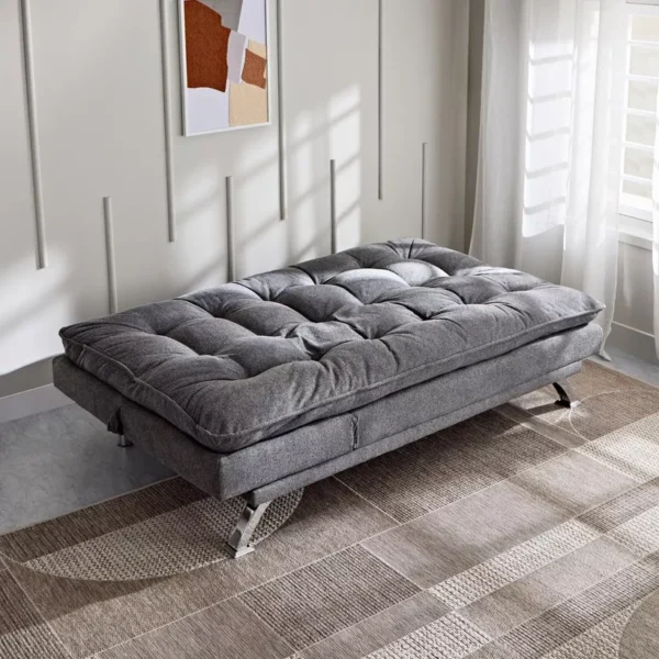 West Home Three Seater Fabric Sofa Cum Bed - Color Grey - Model-WH-S399 - Image 2