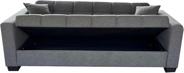 West Home Three Seater Sofa Cum Bed with Storage (Sleeping Fabric Living Room Sofa Bed) Color Grey - Model - WH - S399 - Image 3