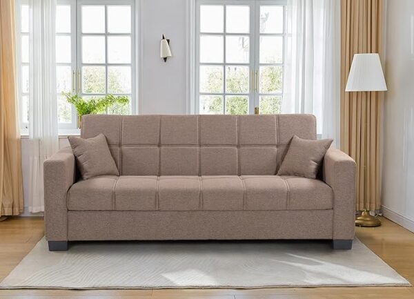 West Home Three Seat Luxury Sofa Cum Bed Fabric Color Brown WH-S399