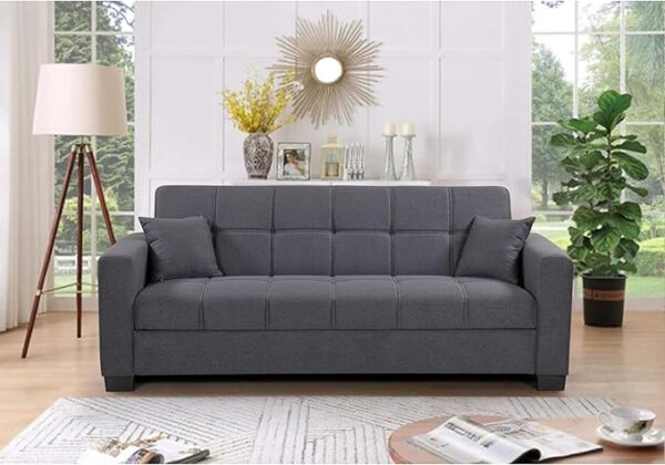 West Home Three Seater Sofa Cum Bed with Storage (Sleeping Fabric Living Room Sofa Bed) Color Grey - Model - WH - S399