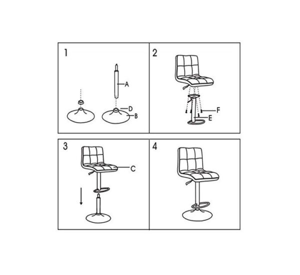 West Home Adjustable Leather Bar Stool - L x D x H ( 45 x 40 x 78 )cm - Color Black - Image 3